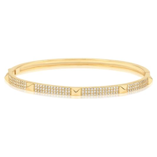Pave 3 Row Stone Bangle
