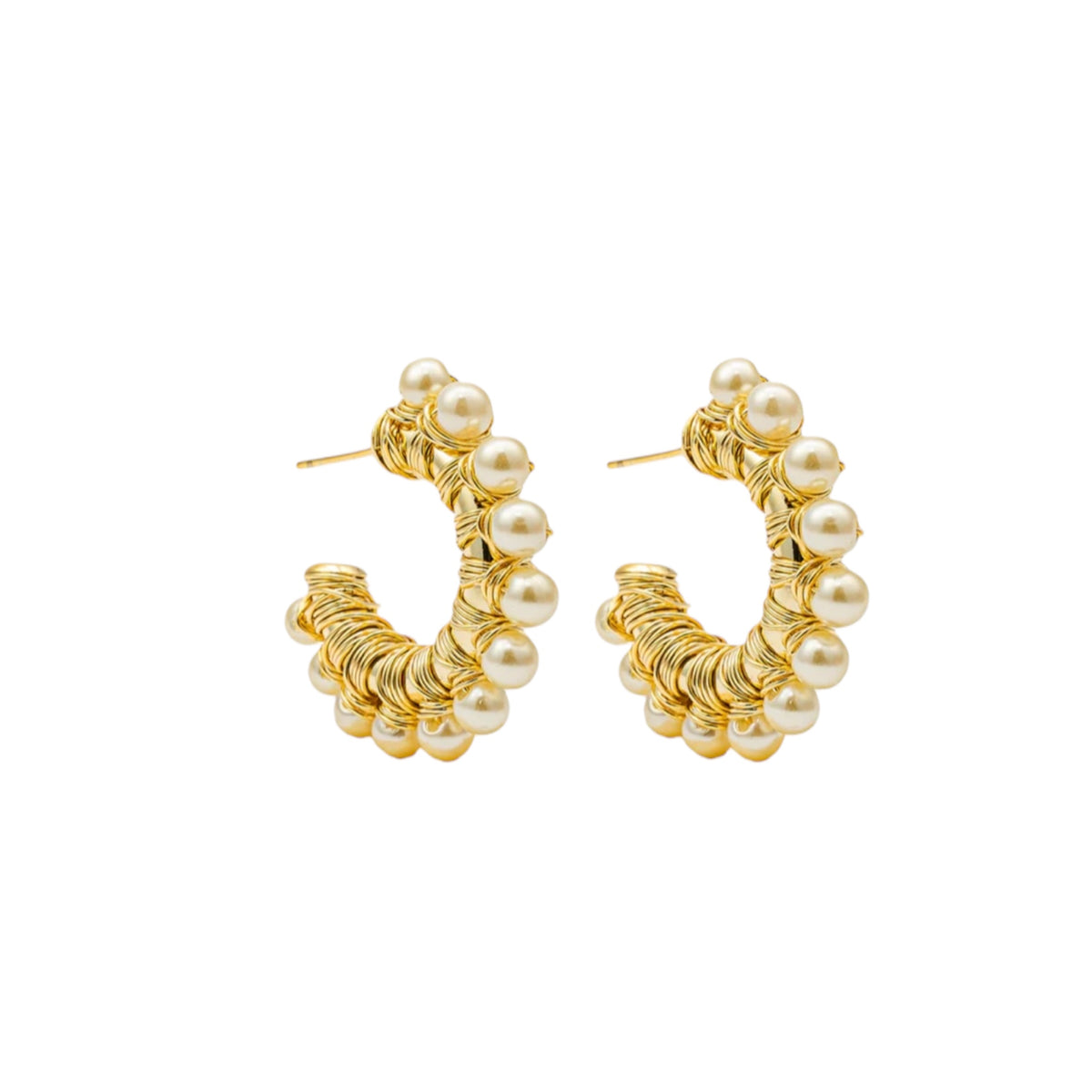 Pearl Wire Wrapped Hoops