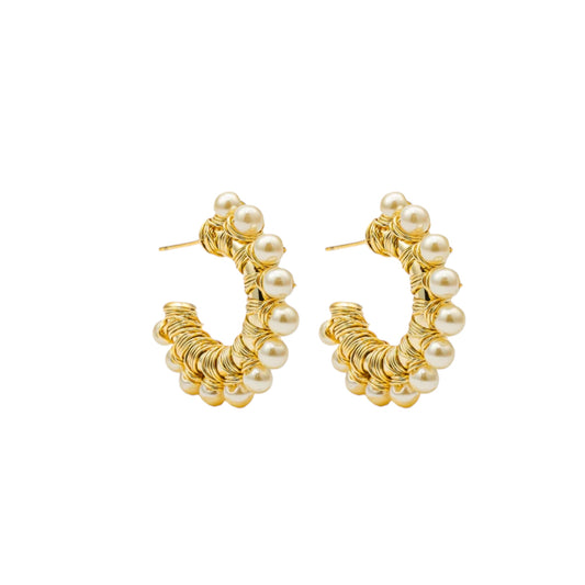 Pearl Wire Wrapped Hoops