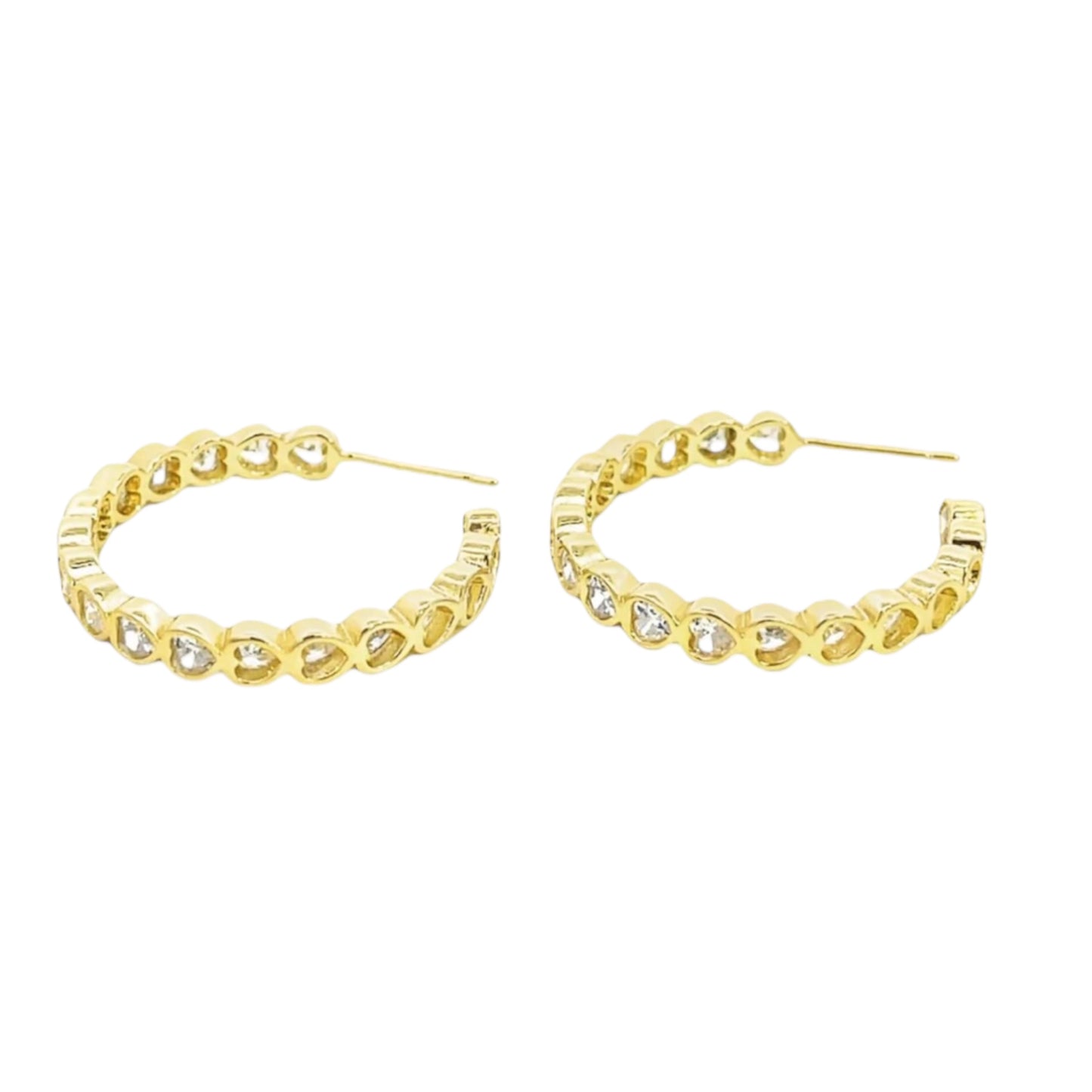 Part Colored CZ Heart Hoops
