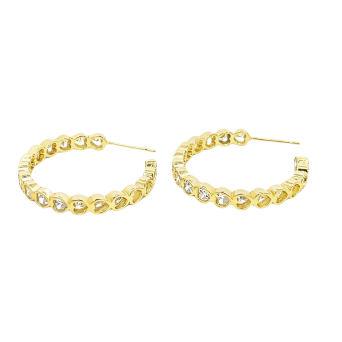 Part Colored CZ Heart Hoops