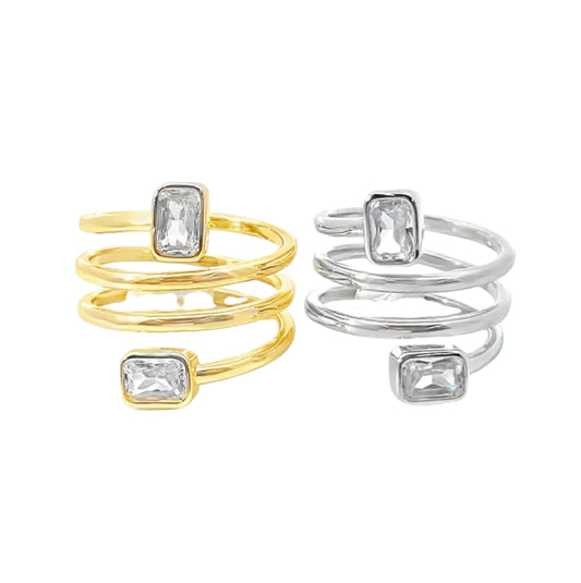 CZ Spiral Spring Coil Style Ring