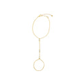 Square Cubic Zirconia Station Hand Chain Bracelet