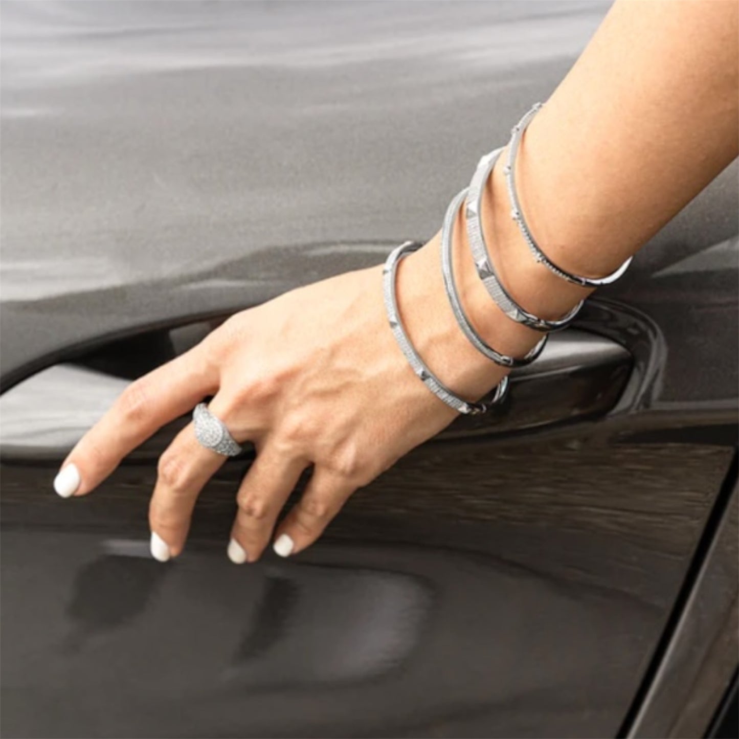 Clear Paved Stone Bangle Bracelet