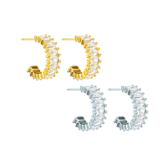 Baguette Cz Hoop Earrings