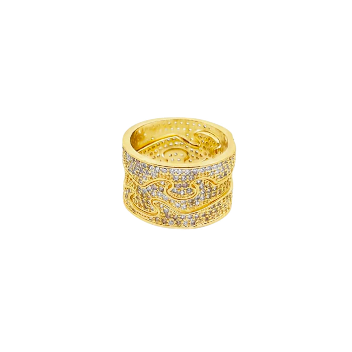 Stackable CZ Pave Puzzle Piece Ring