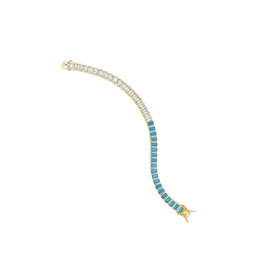 6mm Two-tone Colorful/Clear CZ Tennis Bracelet