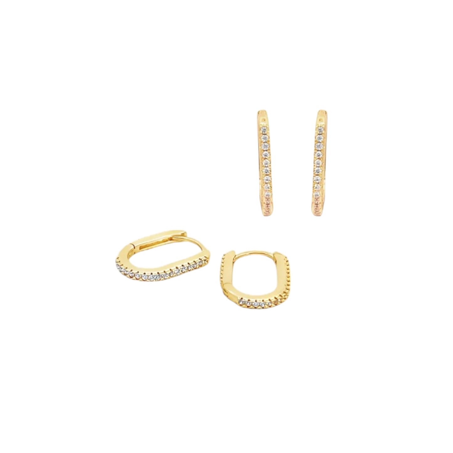 Thin Oval CZ Pave Huggies