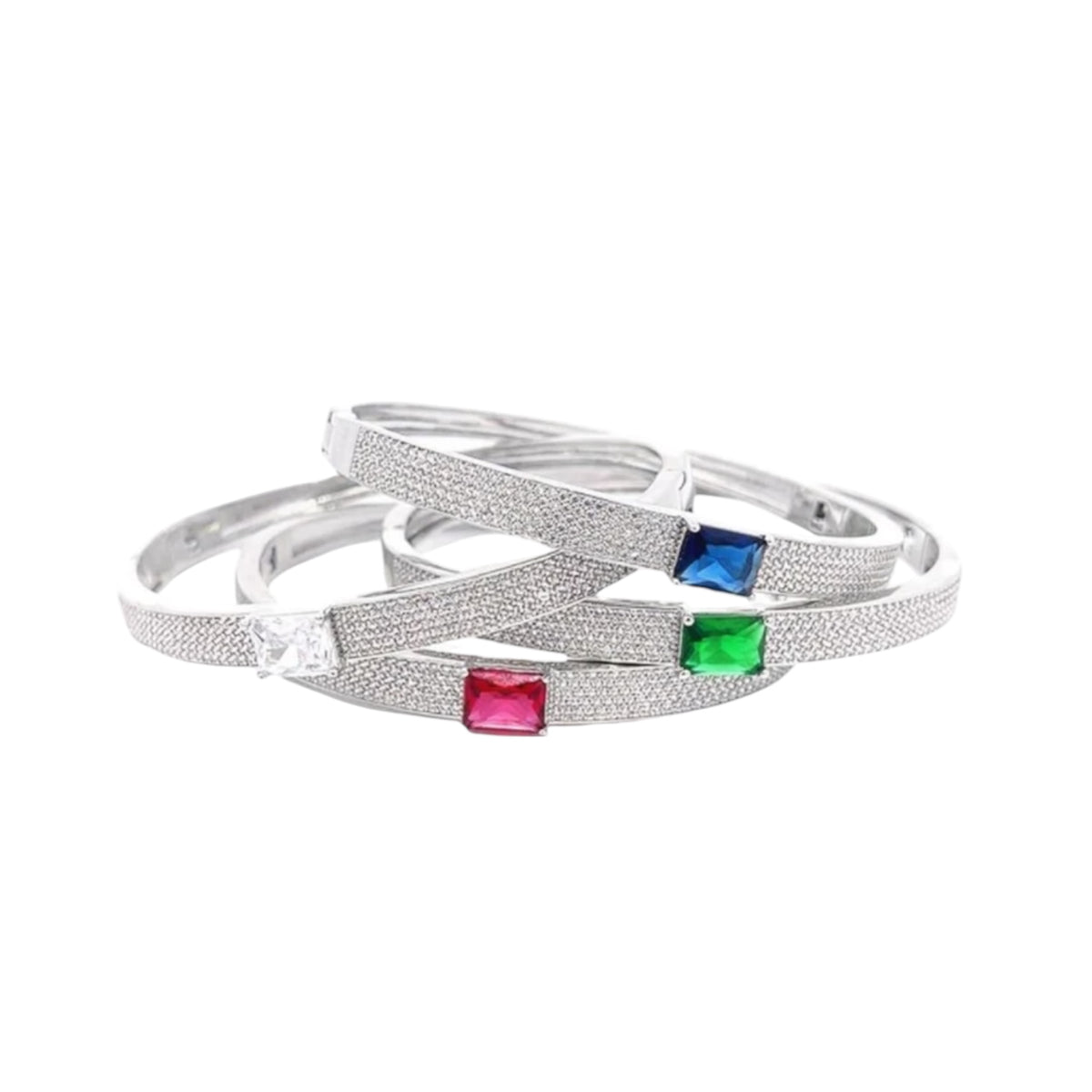 CZ Paved Stone Bangle Bracelet