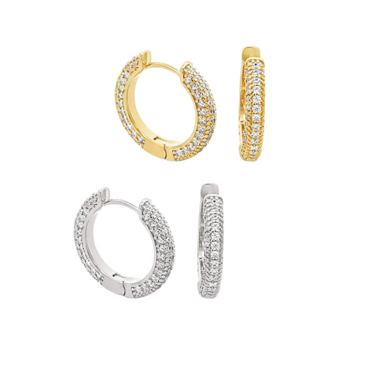 Small CZ Pave Huggie Hoops