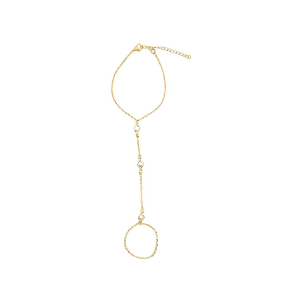 Round Charm Station Hand Chain Bracelet