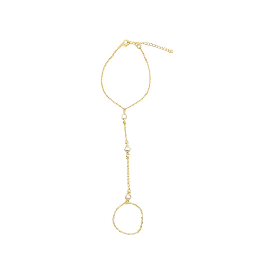 Round Charm Station Hand Chain Bracelet