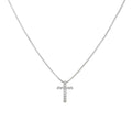 Tiny CZ Pave Cross Pendant Necklace