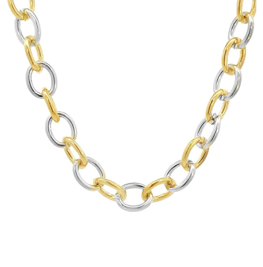 Thick Rolo Two-Tone Link Necklace
