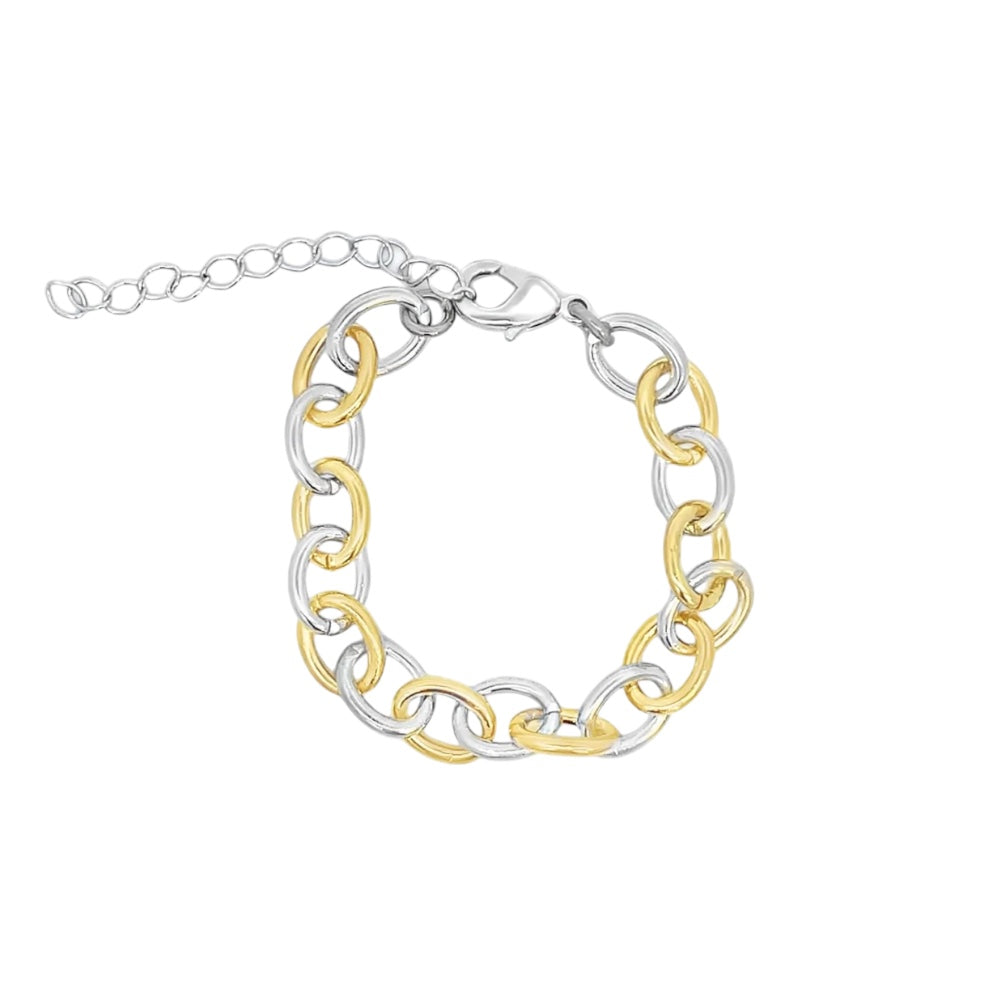 Thick Rolo Two-Tone Link Bracelet