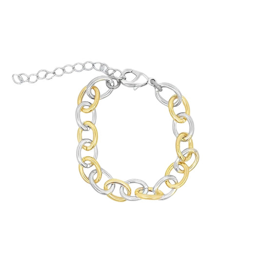 Thick Rolo Two-Tone Link Bracelet