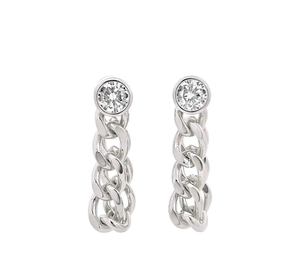 CZ Gemstone Cuban Link Earrings