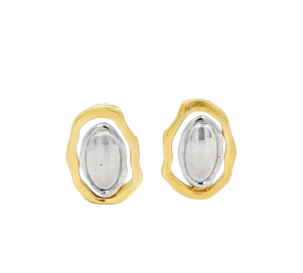 Two Tone Wavy Around Earrings