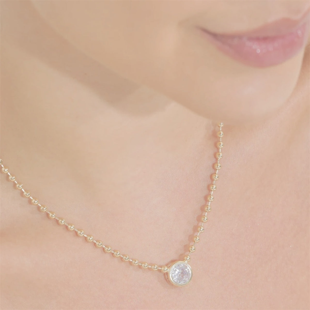 Bead Link Chain Charm Necklace