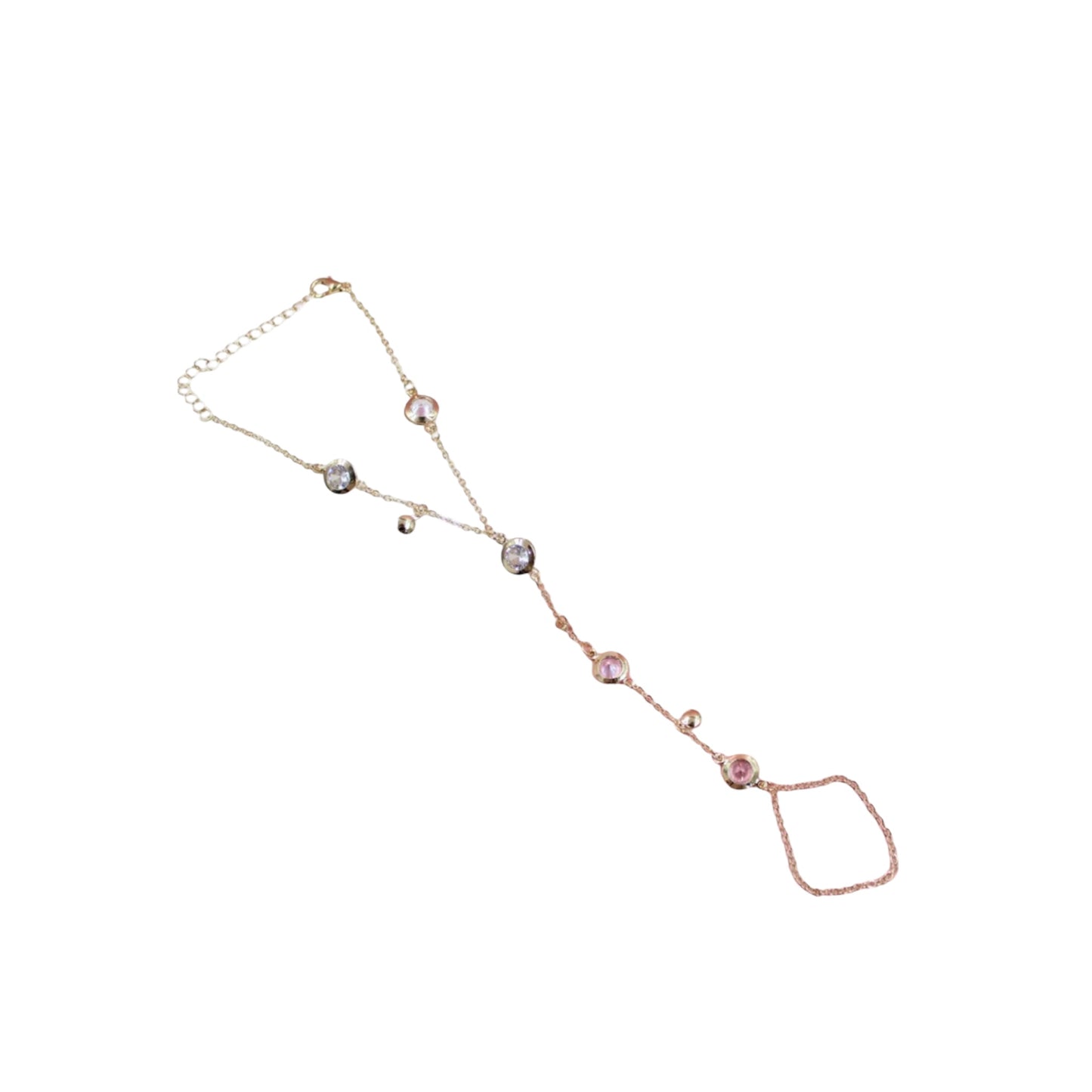 Dangle Disc and Zirconia Stones Hand Chain
