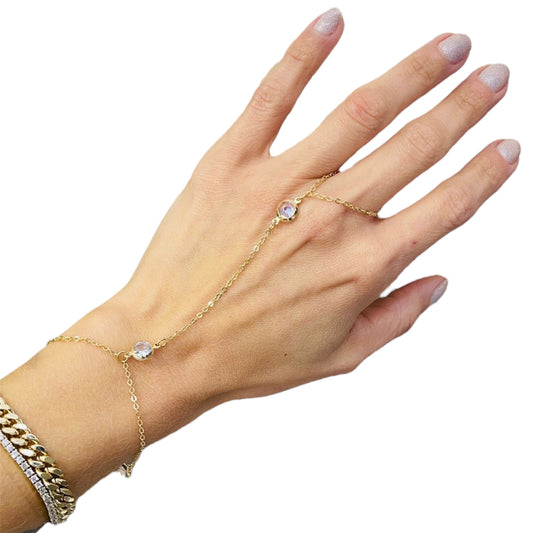 Dangle Disc and Zirconia Stones Hand Chain