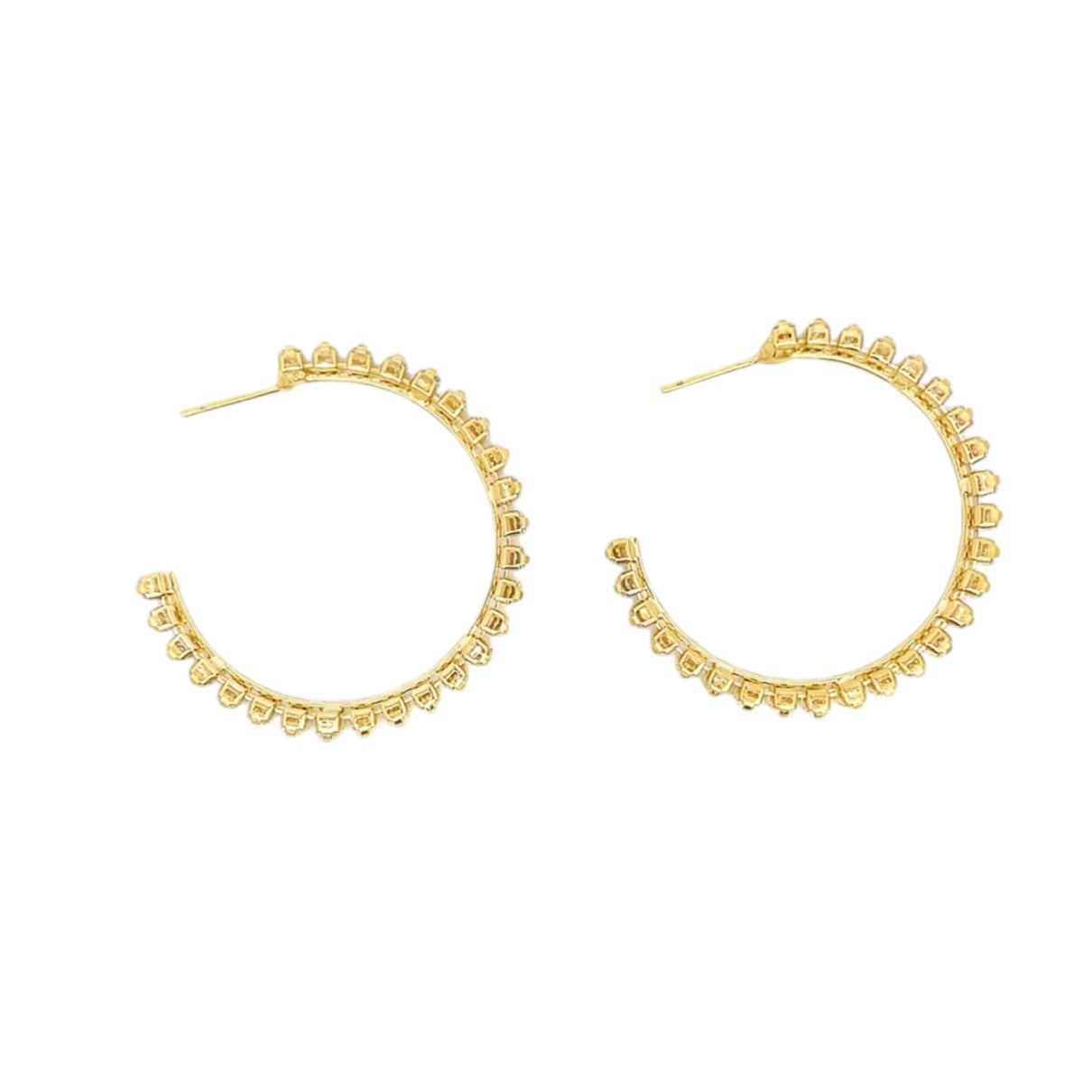 Rectangle CZ Paved Hoop Earrings