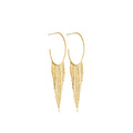 Diamond Cut Tassel Open Dangle Drop Hoops