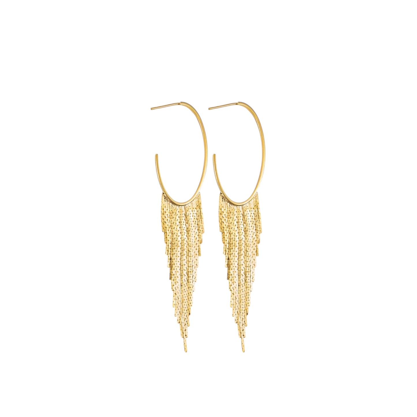 Diamond Cut Tassel Open Dangle Drop Hoops