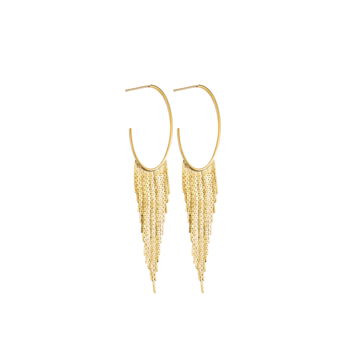 Diamond Cut Tassel Open Dangle Drop Hoops