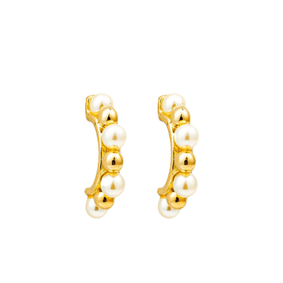 Bead Pearl Round Curve Earrings