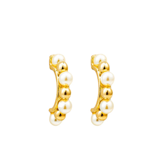 Bead Pearl Round Curve Earrings