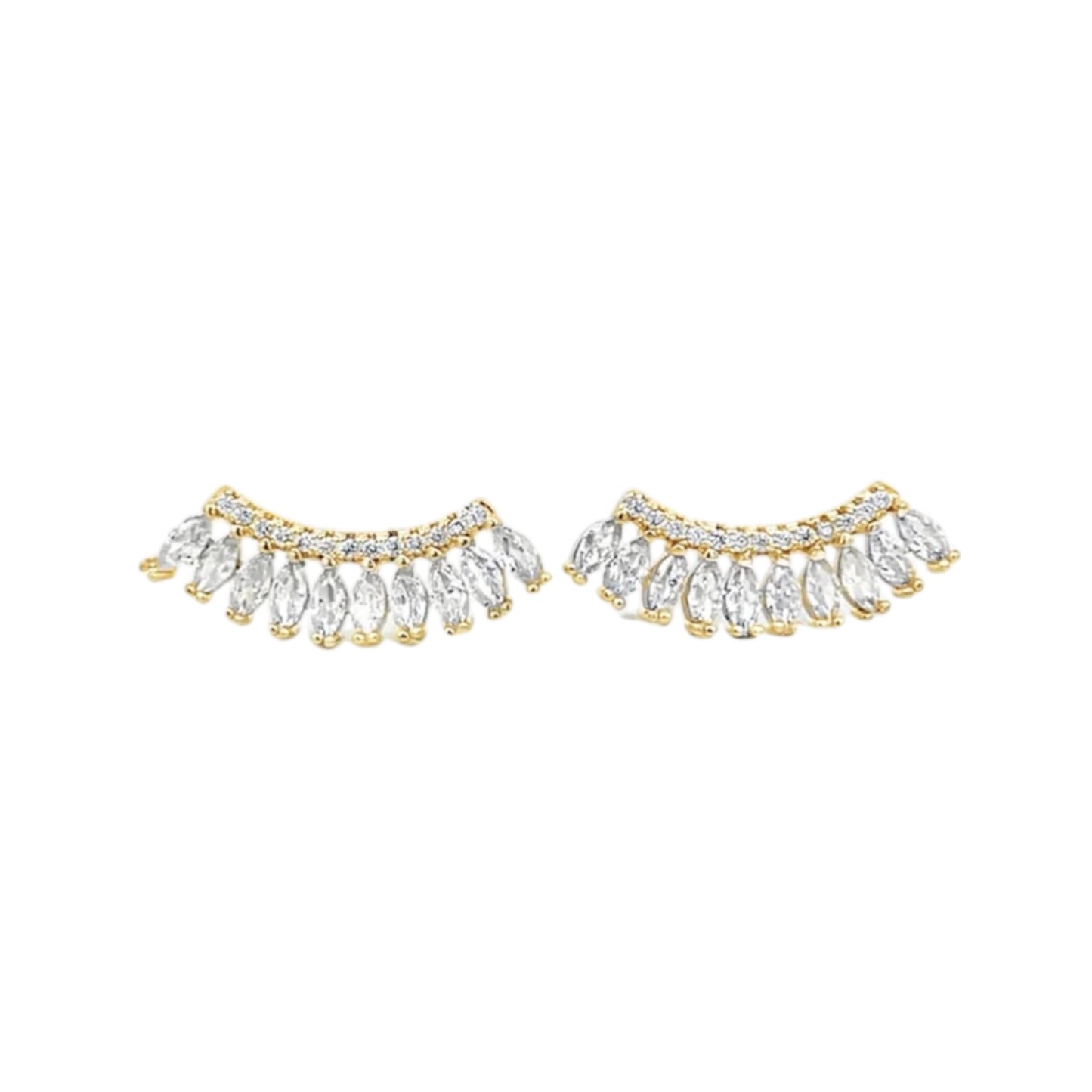 Oval CZ Stone Brow Earring Studs