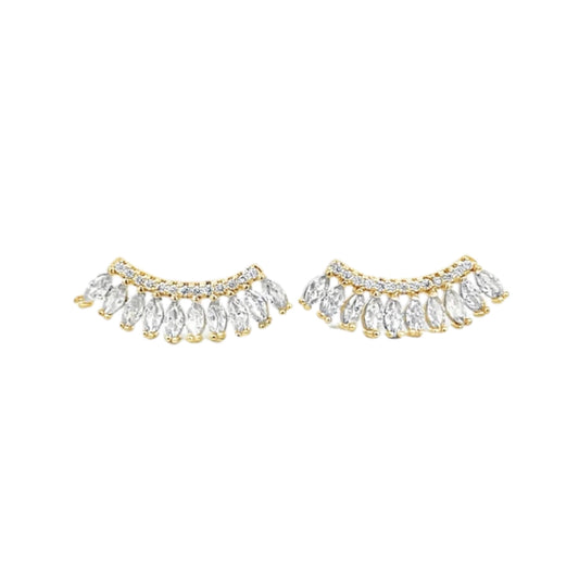 Oval CZ Stone Brow Earring Studs