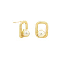 Small Rectangle Boarded Pearl Stud