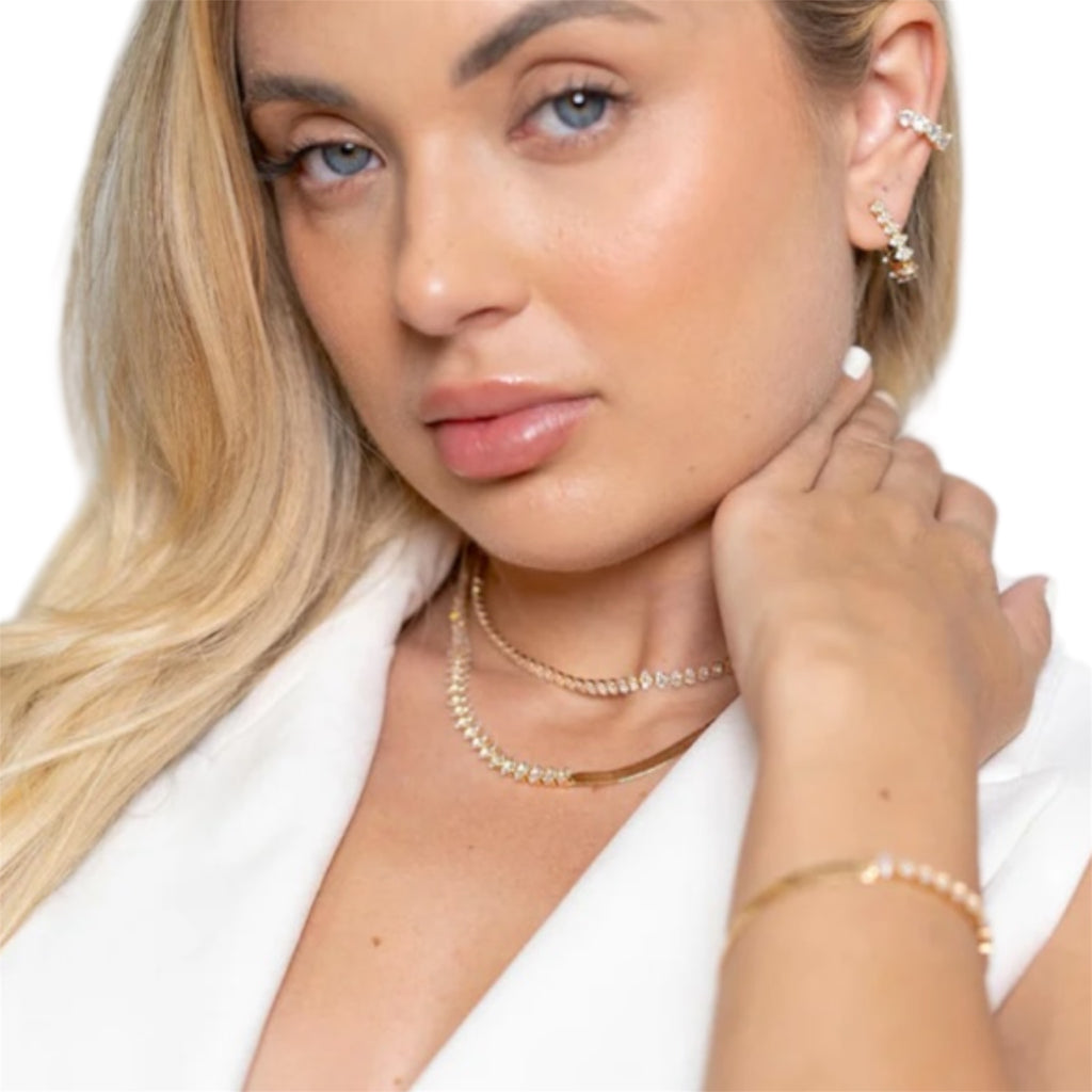 Basket Heart CZ Stone Ear Cuff