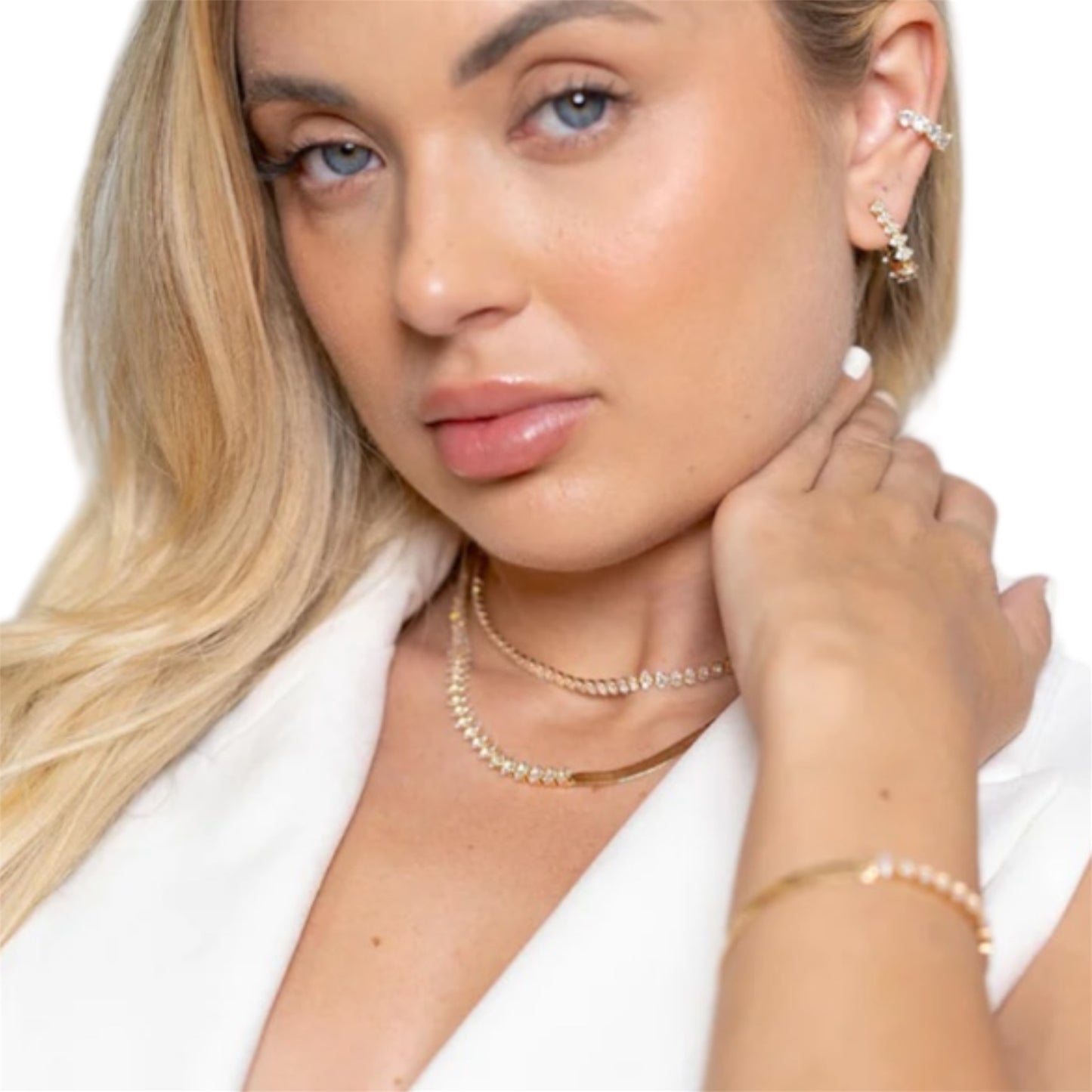 Basket Heart CZ Stone Ear Cuff
