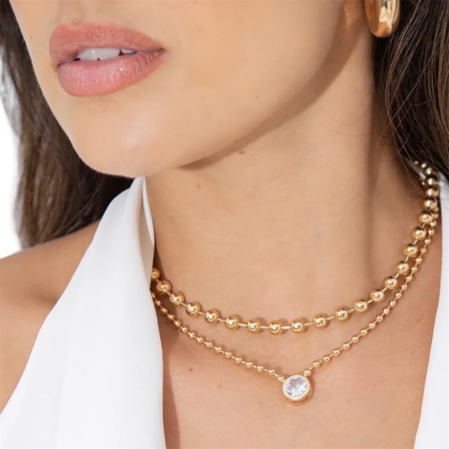 Gold Ball Chain Beaded necklace